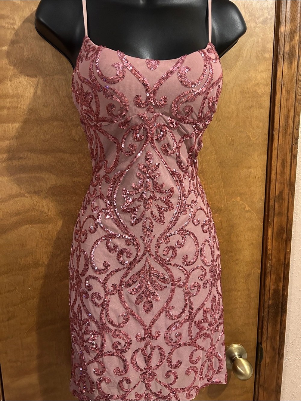 Rose Pink Sequin Embellished Dress - Homecoming